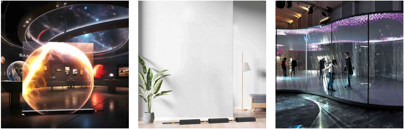 HD Transparent P4 Wide Angle COB Flexible LED Film Screen Building Fashion Show(图2)